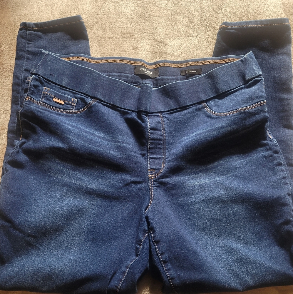 Nine West Blue Skinny Pull-on Skinny Jeans Size 16